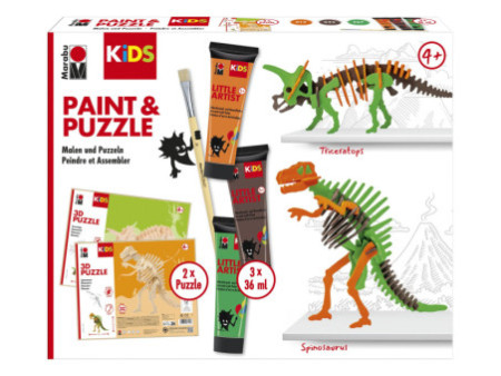 Marabu KiDS Kit peinture & puzzle Little Artist, dinos