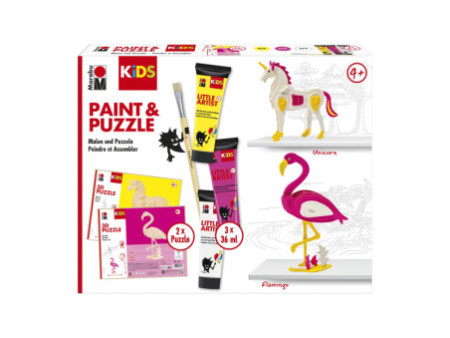 Marabu KiDS Kit peinture & puzzle Little Artist, flamant