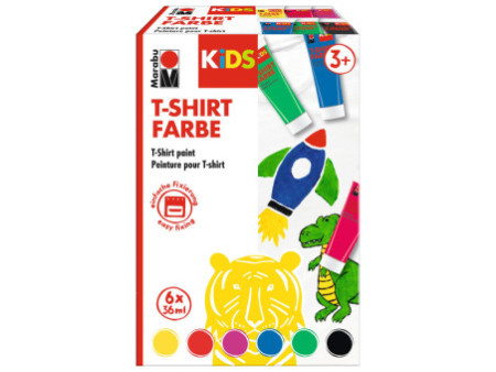 Marabu KiDS Peinture pour T-Shirt, 36 ml, tube, set de 6