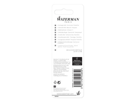 WATERMAN Recharge pour stylo roller, blister de 2, noir
