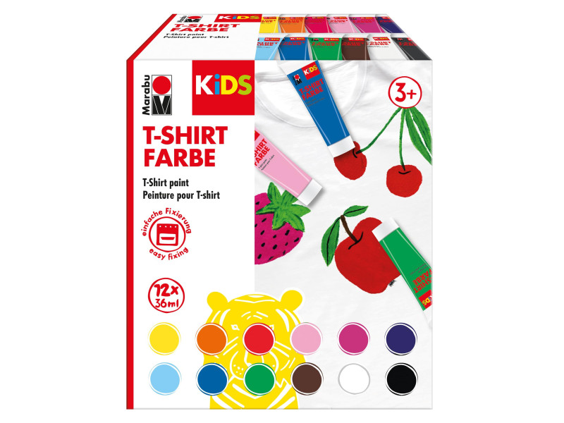 Marabu KiDS Peinture pour T-Shirt, 36 ml, tube, set de 12