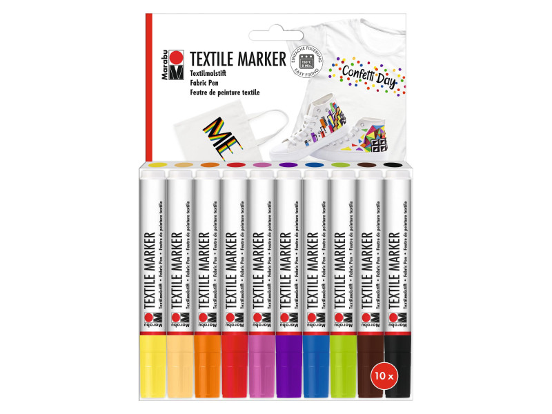 Marabu Marqueur pour tissu 'Textile Marker', set de 10