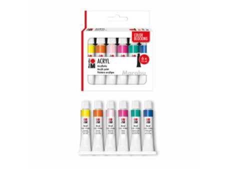 Marabu Set de peinture acrylique COLOR BLOCKING, 6 x 12 ml