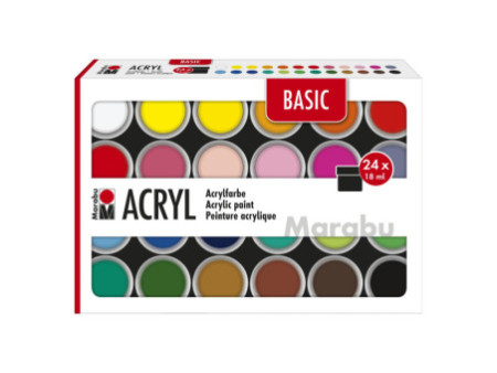 Marabu Set de peinture acrylique BASIC, 24 x 18 ml