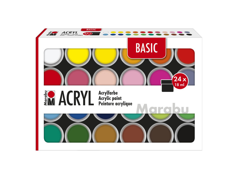 Marabu Set de peinture acrylique BASIC, 24 x 18 ml