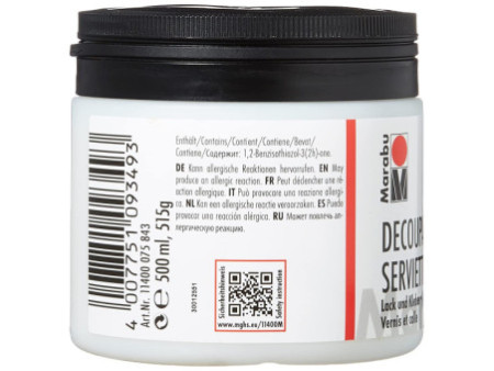 Marabu Vernis & colle pour serviettes, mat, 500 ml, en pot