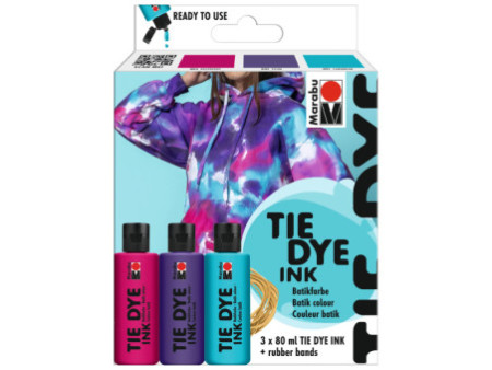 Marabu Set de peintures batik TIE DYE, 3x80ml, tons tendance