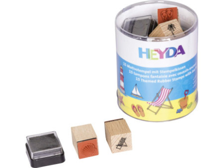 HEYDA Kit de tampons à motif 'vacances', en boîte ronde
