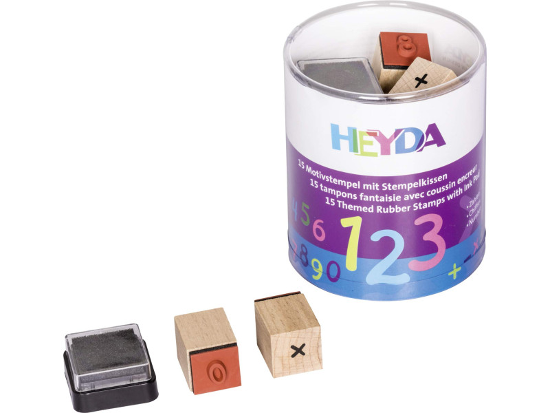 HEYDA Kit de tammpons à motifs 'chiffres',boite transparente