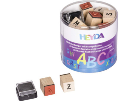 HEYDA Kit de tampons à motifs 'alphabet', boîte transparente