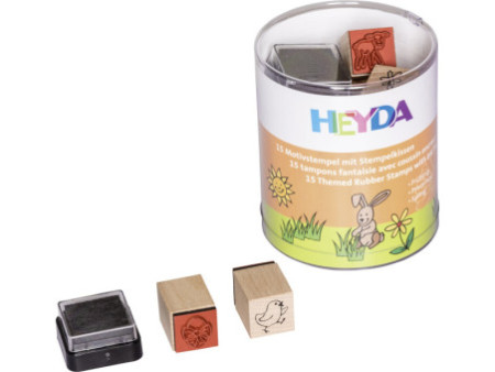 HEYDA Kit de tampons à motif 'printemps', boite ronde