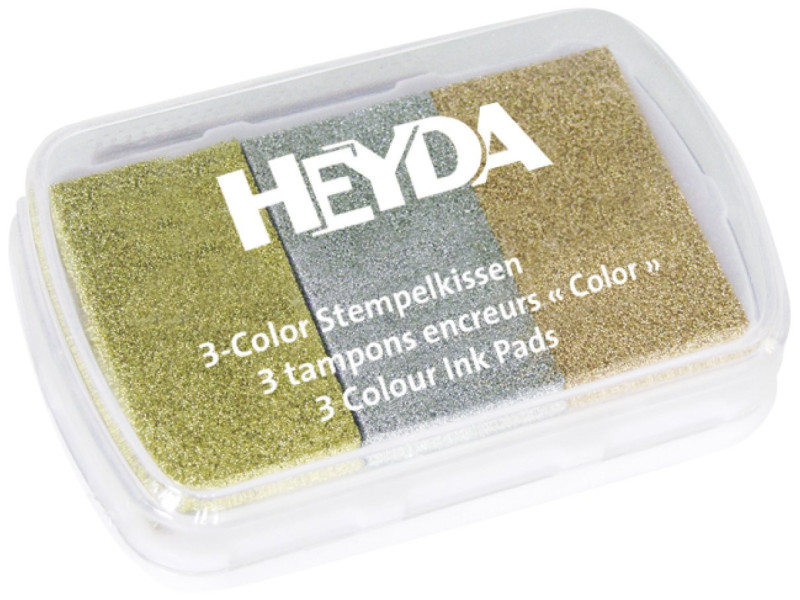 HEYDA Tampons encreurs '3-Color', or / argent / cuivre
