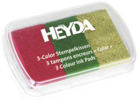 HEYDA Tampons encreurs '3-Color', rouge / vert foncé / or