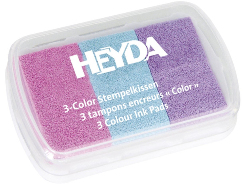 HEYDA Tampons encreurs '3-Color', rose / bleu ciel / lilas