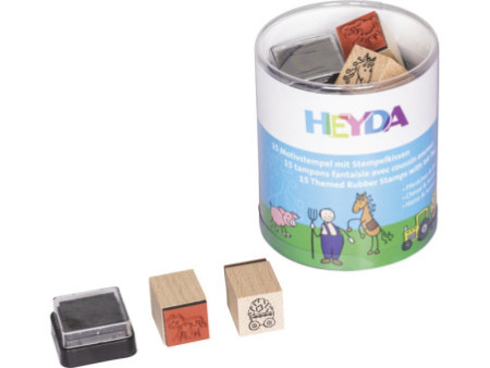 HEYDA Kit de tampons à motif 'chevaux & ferme', boîte ronde