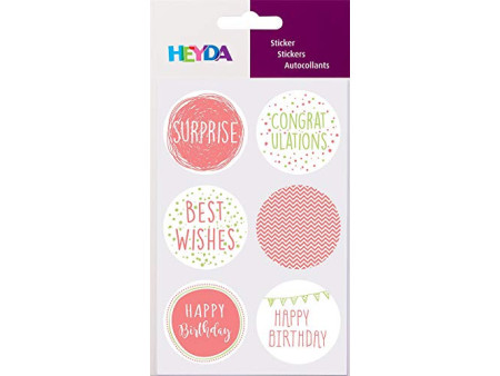 HEYDA Sticker rond 'Birthday', diamètre: 40 mm