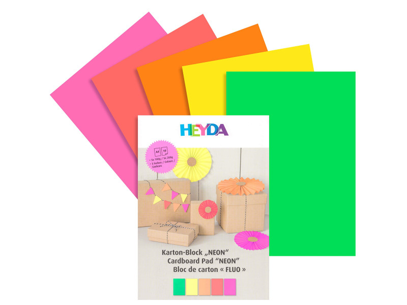 HEYDA Bloc de papier fluo, A4, 10 feuilles, couleurs fluo