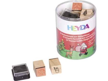 HEYDA Kit de tampons à motif 'Noël', boîte ronde