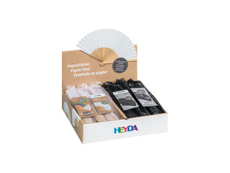 HEYDA Eventail en papier, largeur: 460 mm, en présentoir