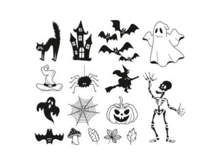 HEYDA Set de tampons à motif 'Halloween', boîte à fenêtre
