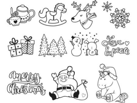 HEYDA Set de tampons à motif 'Xmas Patches', boîte à fenêtre
