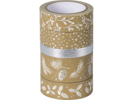 HEYDA Ruban adhésif décoratif Nature, argent / blanc