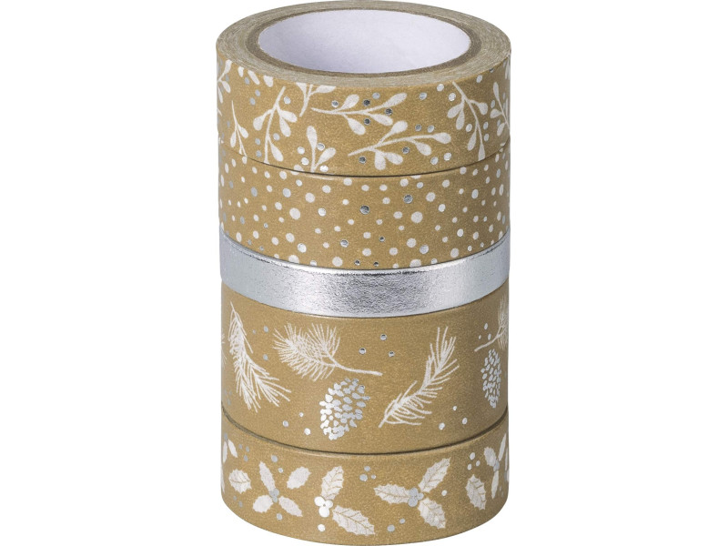 HEYDA Ruban adhésif décoratif Nature, argent / blanc