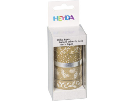 HEYDA Ruban adhésif décoratif Nature, argent / blanc