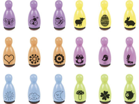 HEYDA Set de mini-tampons à motif 'Spring', boîte ronde