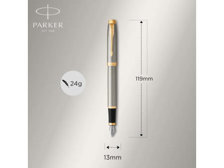PARKER Stylo plume IM Métal brossé G.T.