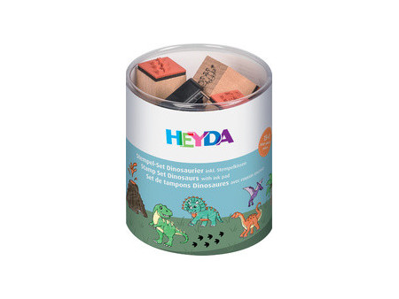 HEYDA Jeu de tampons à motif 'Dinosaure', boîte ronde