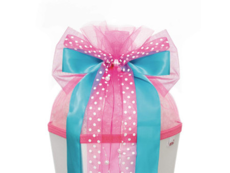 ROTH Ruban pour cornet scolaire 'Pink Dots', bleu clair/rose