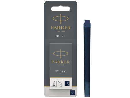 PARKER Cartouche d'encre longue QUINK, en blister, bleu noir