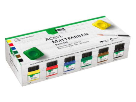 KREUL Peinture mate acrylique Hobby Line, set créatif 6 x