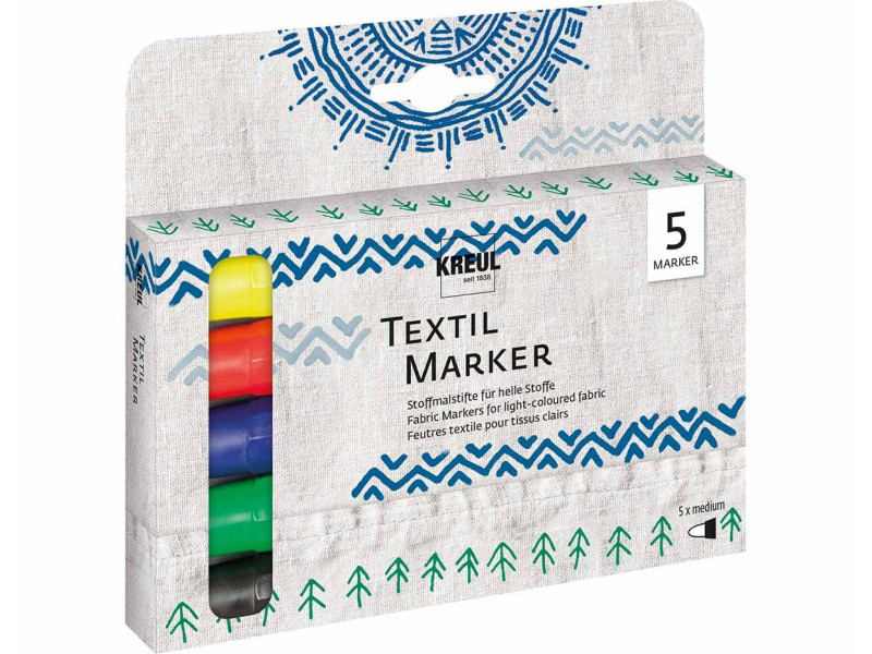 KREUL Marqueurs textiles medium, set de 5