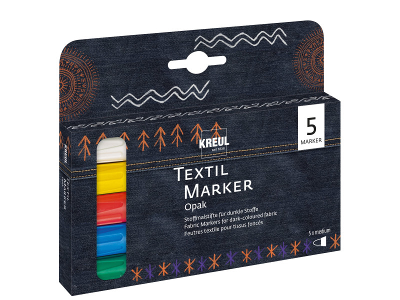 KREUL Marqueurs textiles JAVANA 'texi mäx OPAK', 5 pièces