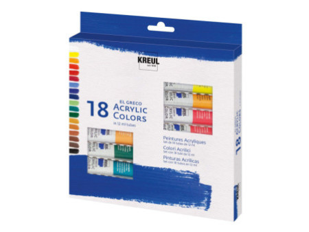 KREUL Peinture acrylique el greco, 12ml, set de 18
