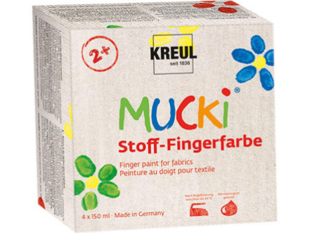KREUL Peinture au doigt pour textile 'MUCKI', kit de 4