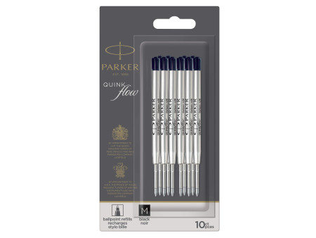PARKER Recharge pour stylo QUINKflow, M, blister de 10, noir
