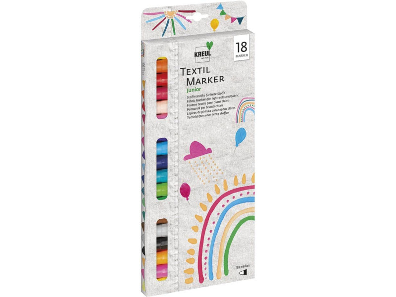 KREUL Marqueurs textiles medium 'Junior', set de 18