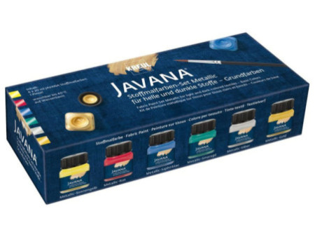 KREUL Peinture pour textiles JAVANA 'métallique',set créatif
