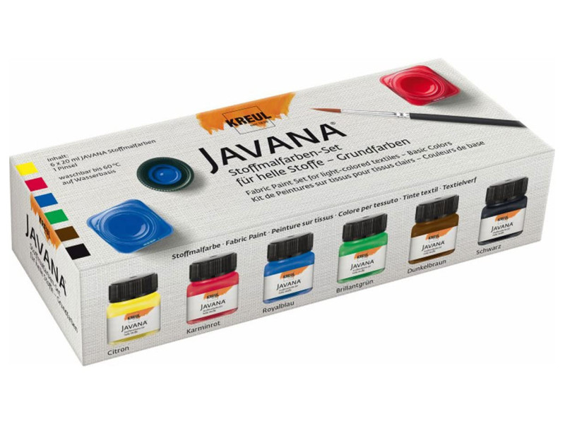 KREUL Peinture pour textiles JAVANA, kit de couleurs de base