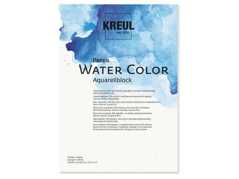 KREUL Bloc pour artistes Paper Water Color, A4, 10 feuilles