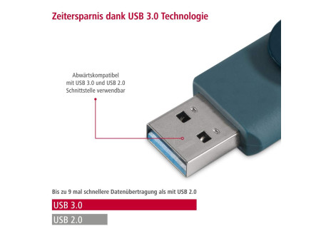 hama Clé USB 3.0 'Rotate', 32 GB, bleu pétrole