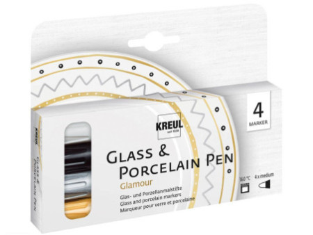 KREUL Marqueur Glass & Porcelain Pen Glamour, set de 4