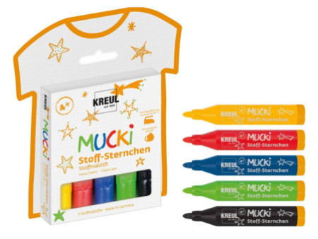 KREUL Feutre pour textile petites étoiles 'MUCKI', kit de 5