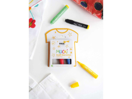 KREUL Feutre pour textile petites étoiles 'MUCKI', kit de 5