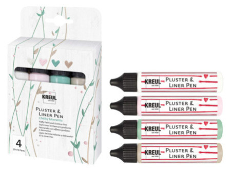 KREUL Pluster & Liner Pen, set de 4 Chalky Moments