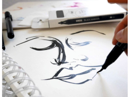 KREUL Black Marker, brush, noir