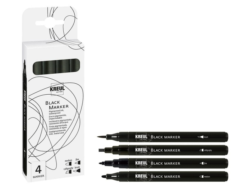 KREUL Black Marker, set de 4, noir